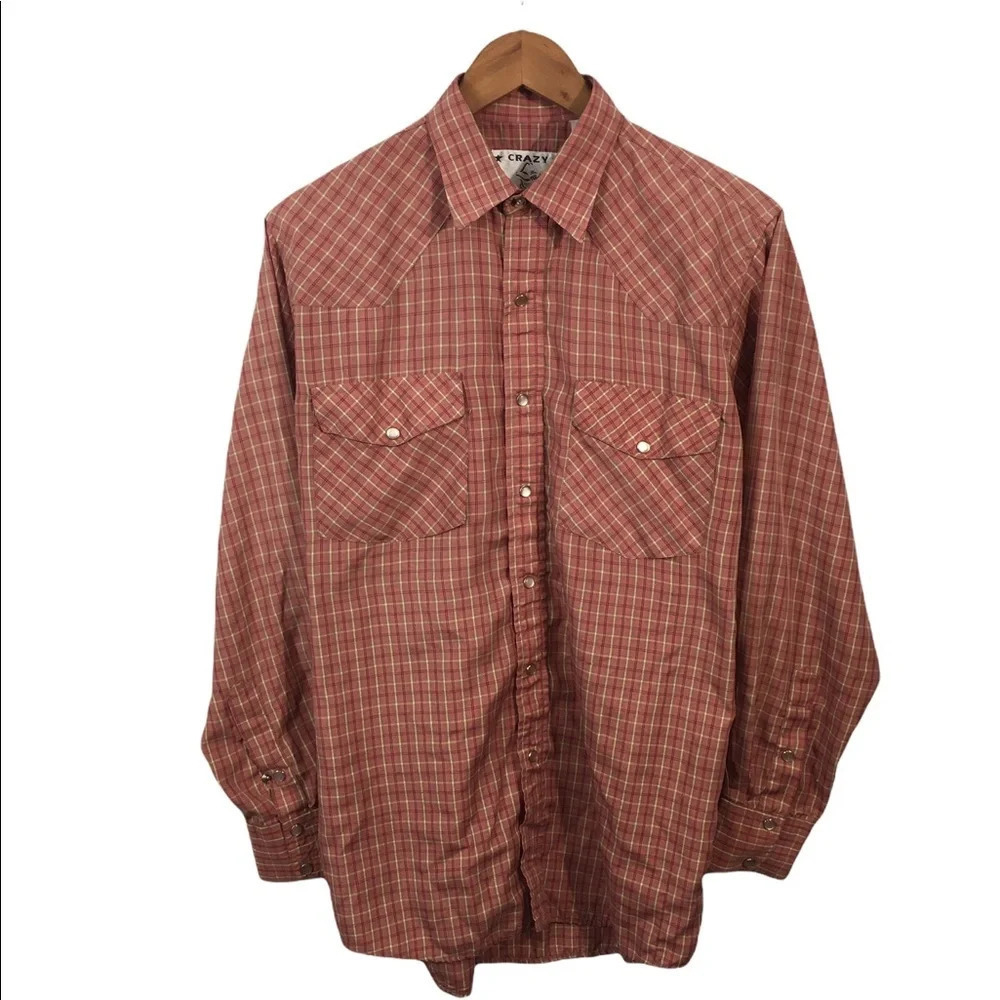 BF459 Men’s Crazy Cowboy Pearl Button Snap Western Rancher Shirt M